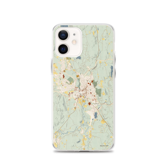 Custom iPhone 12 Keene New Hampshire Map Phone Case in Woodblock