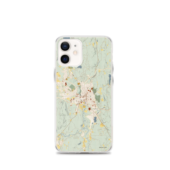 Custom iPhone 12 mini Keene New Hampshire Map Phone Case in Woodblock
