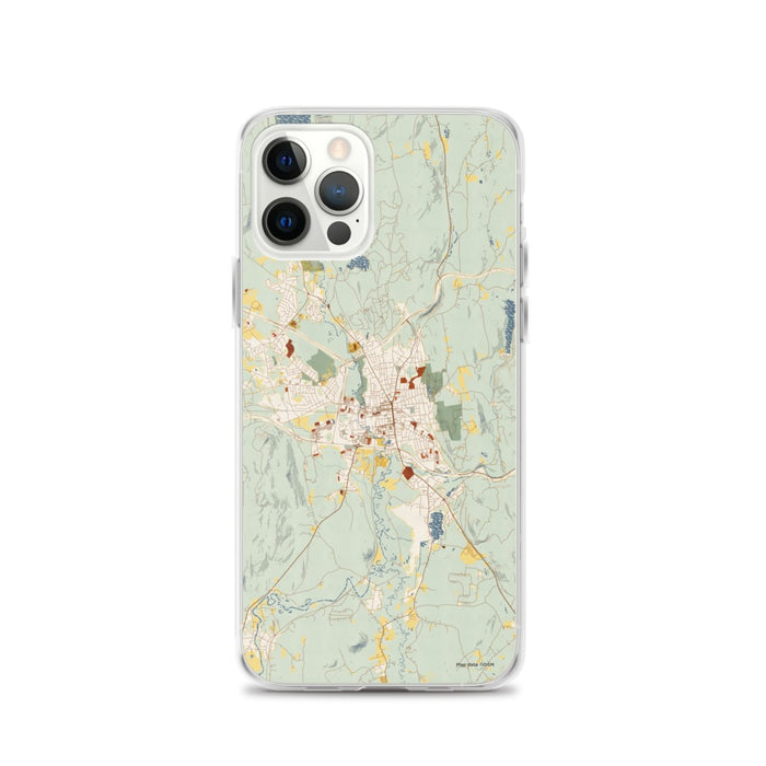 Custom iPhone 12 Pro Keene New Hampshire Map Phone Case in Woodblock