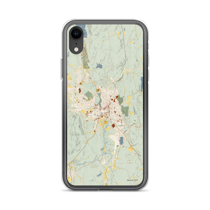 Custom iPhone XR Keene New Hampshire Map Phone Case in Woodblock