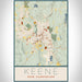 Keene New Hampshire Map Print Portrait Orientation in Woodblock Style With Shaded Background
