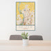24x36 Keizer Oregon Map Print Portrait Orientation in Woodblock Style Behind 2 Chairs Table and Potted Plant