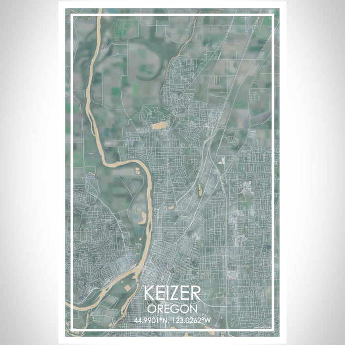Keizer Oregon Map Print Portrait Orientation in Afternoon Style With Shaded Background