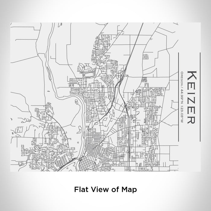 Rendered View of Keizer Oregon Map Engraving on 20oz Stainless Steel Insulated Bottle with Bamboo Top in White