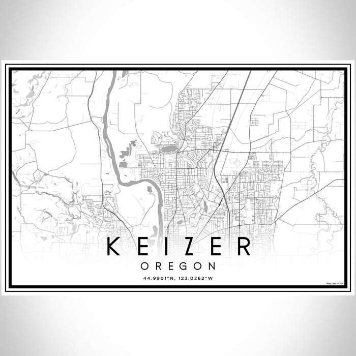 Keizer Oregon Map Print Landscape Orientation in Classic Style With Shaded Background