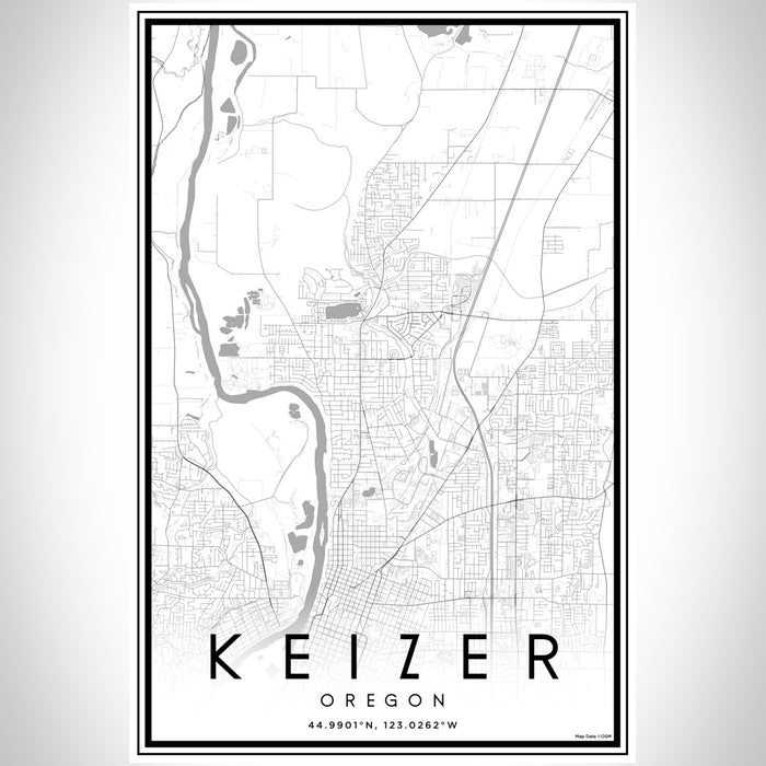 Keizer Oregon Map Print Portrait Orientation in Classic Style With Shaded Background
