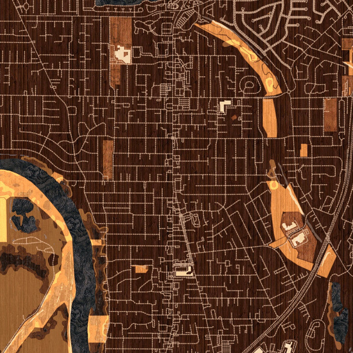Keizer Oregon Map Print in Ember Style Zoomed In Close Up Showing Details