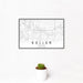 12x18 Keller Texas Map Print Landscape Orientation in Classic Style With Small Cactus Plant in White Planter