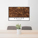 24x36 Keller Texas Map Print Lanscape Orientation in Ember Style Behind 2 Chairs Table and Potted Plant
