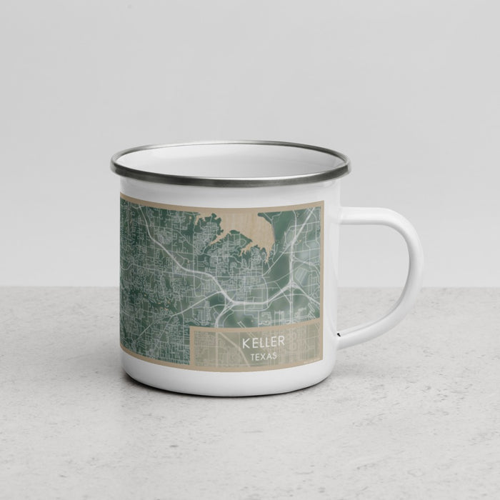 Right View Custom Keller Texas Map Enamel Mug in Afternoon