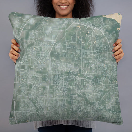 Person holding 22x22 Custom Keller Texas Map Throw Pillow in Afternoon