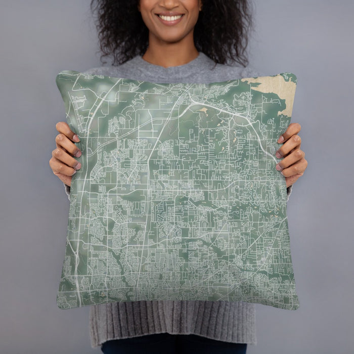 Person holding 18x18 Custom Keller Texas Map Throw Pillow in Afternoon