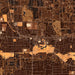 Keller Texas Map Print in Ember Style Zoomed In Close Up Showing Details