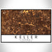 Keller Texas Map Print Landscape Orientation in Ember Style With Shaded Background
