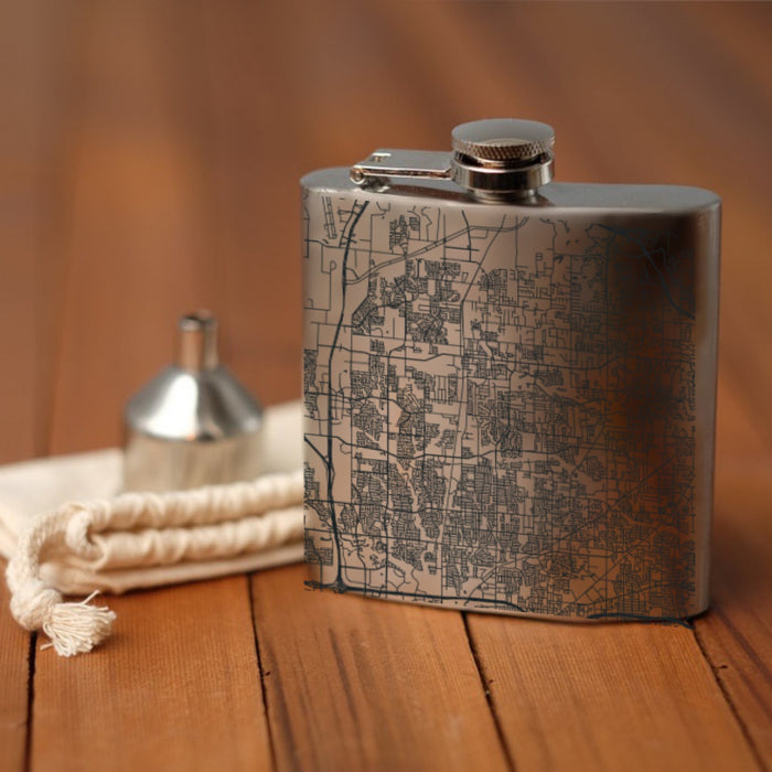 Keller Texas Custom Engraved City Map Inscription Coordinates on 6oz Stainless Steel Flask