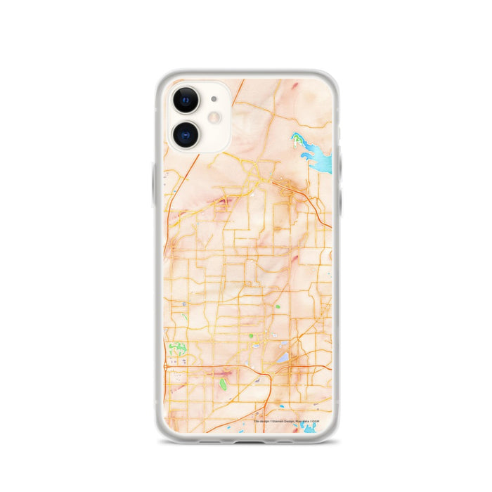 Custom iPhone 11 Keller Texas Map Phone Case in Watercolor