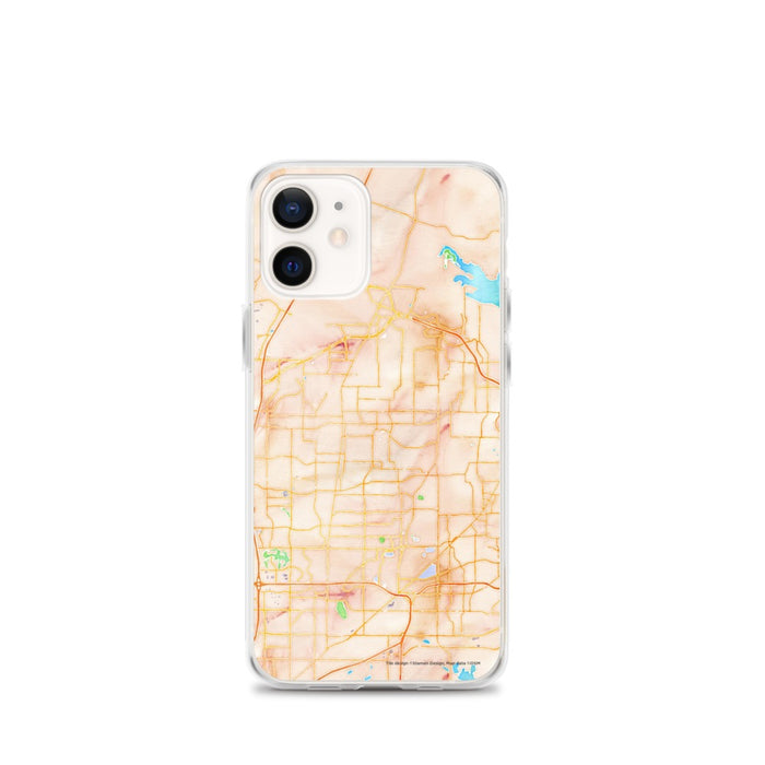 Custom iPhone 12 mini Keller Texas Map Phone Case in Watercolor