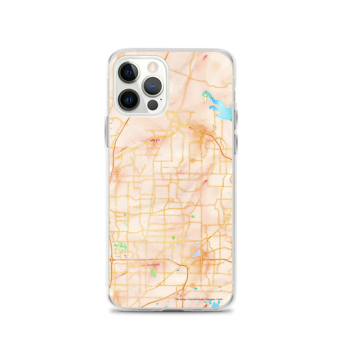 Custom iPhone 12 Pro Keller Texas Map Phone Case in Watercolor