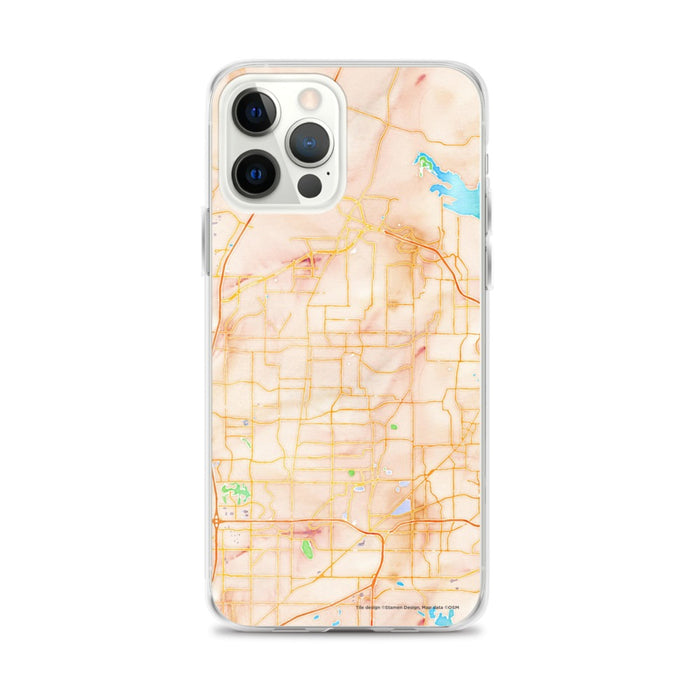 Custom iPhone 12 Pro Max Keller Texas Map Phone Case in Watercolor