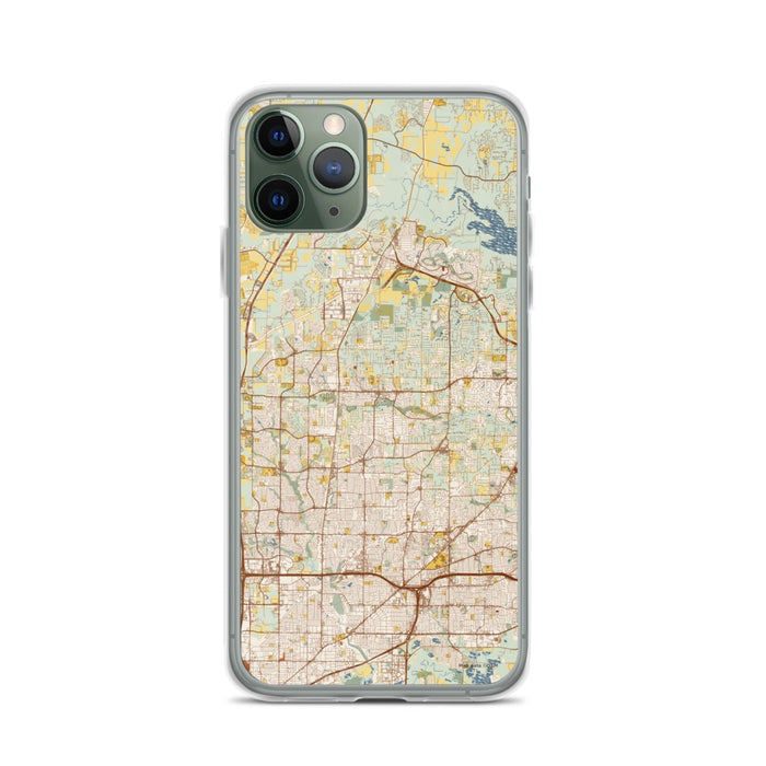Custom iPhone 11 Pro Keller Texas Map Phone Case in Woodblock
