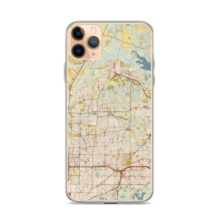 Custom iPhone 11 Pro Max Keller Texas Map Phone Case in Woodblock