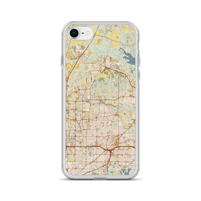 Custom iPhone SE Keller Texas Map Phone Case in Woodblock