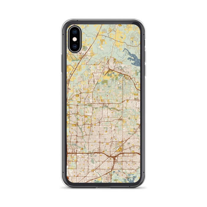 Custom iPhone XS Max Keller Texas Map Phone Case in Woodblock