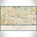Keller Texas Map Print Landscape Orientation in Woodblock Style With Shaded Background