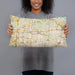 Person holding 20x12 Custom Keller Texas Map Throw Pillow in Woodblock