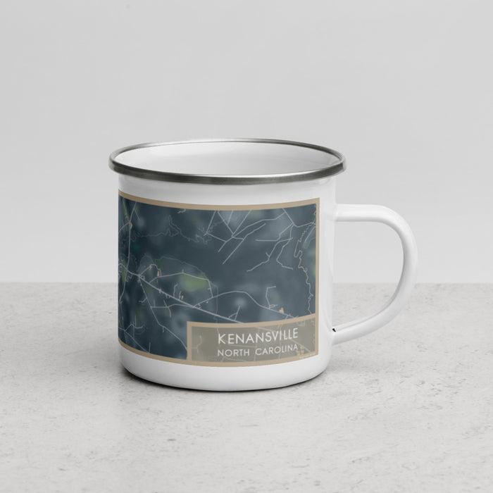 Right View Custom Kenansville North Carolina Map Enamel Mug in Afternoon
