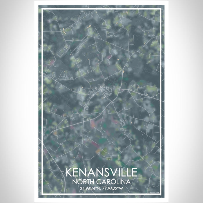 Kenansville North Carolina Map Print Portrait Orientation in Afternoon Style With Shaded Background