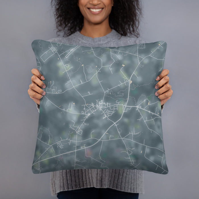 Person holding 18x18 Custom Kenansville North Carolina Map Throw Pillow in Afternoon