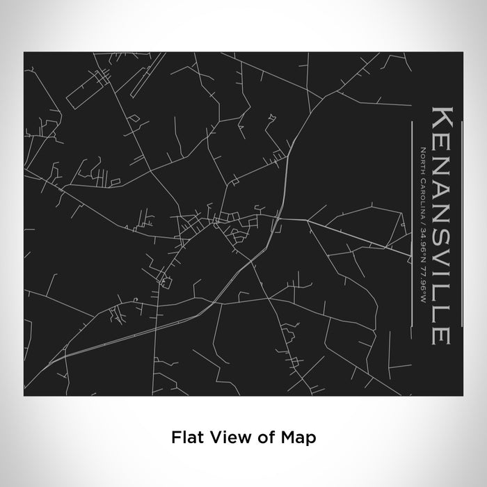 Rendered View of Kenansville North Carolina Map Engraving on 20oz Stainless Steel Insulated Bottle with Bamboo Top in Black