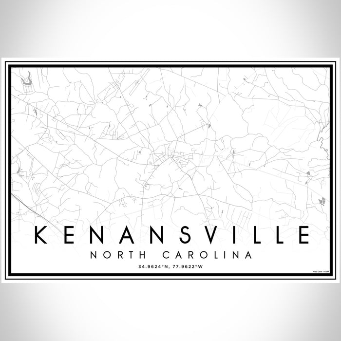 Kenansville North Carolina Map Print Landscape Orientation in Classic Style With Shaded Background