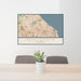 24x36 Kenilworth Illinois Map Print Lanscape Orientation in Woodblock Style Behind 2 Chairs Table and Potted Plant