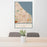 24x36 Kenilworth Illinois Map Print Portrait Orientation in Woodblock Style Behind 2 Chairs Table and Potted Plant