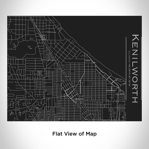 Rendered View of Kenilworth Illinois Map Engraving on 20oz Stainless Steel Insulated Bottle with Bamboo Top in Black