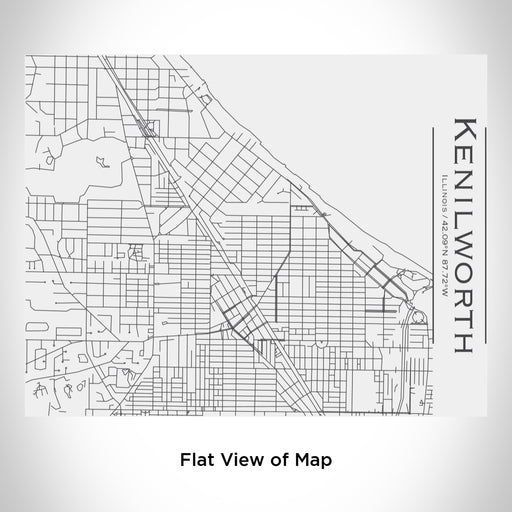 Rendered View of Kenilworth Illinois Map Engraving on 20oz Stainless Steel Insulated Bottle with Bamboo Top in White