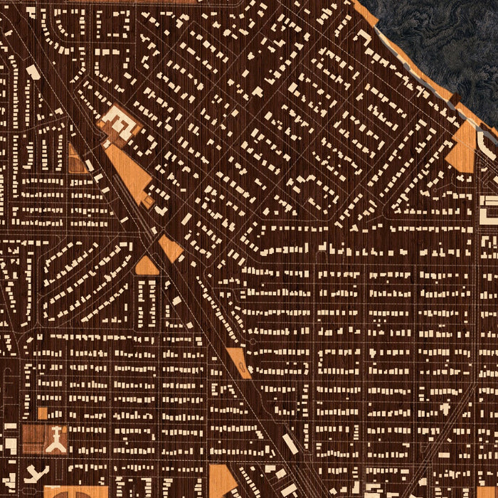Kenilworth Illinois Map Print in Ember Style Zoomed In Close Up Showing Details