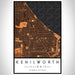 Kenilworth Illinois Map Print Portrait Orientation in Ember Style With Shaded Background
