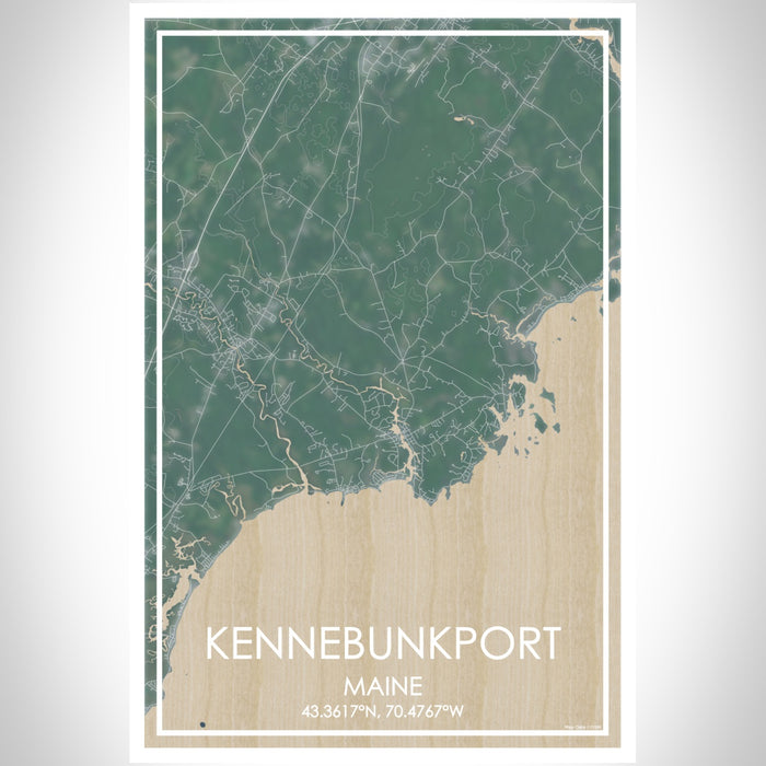Kennebunkport Maine Map Print Portrait Orientation in Afternoon Style With Shaded Background
