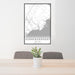 24x36 Kennebunkport Maine Map Print Portrait Orientation in Classic Style Behind 2 Chairs Table and Potted Plant