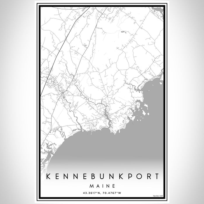 Kennebunkport Maine Map Print Portrait Orientation in Classic Style With Shaded Background