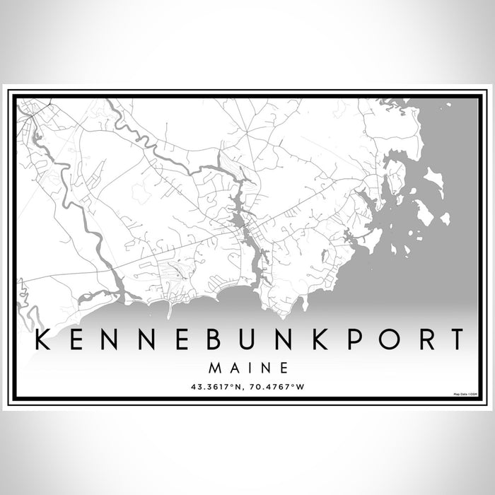 Kennebunkport Maine Map Print Landscape Orientation in Classic Style With Shaded Background