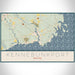 Kennebunkport Maine Map Print Landscape Orientation in Woodblock Style With Shaded Background