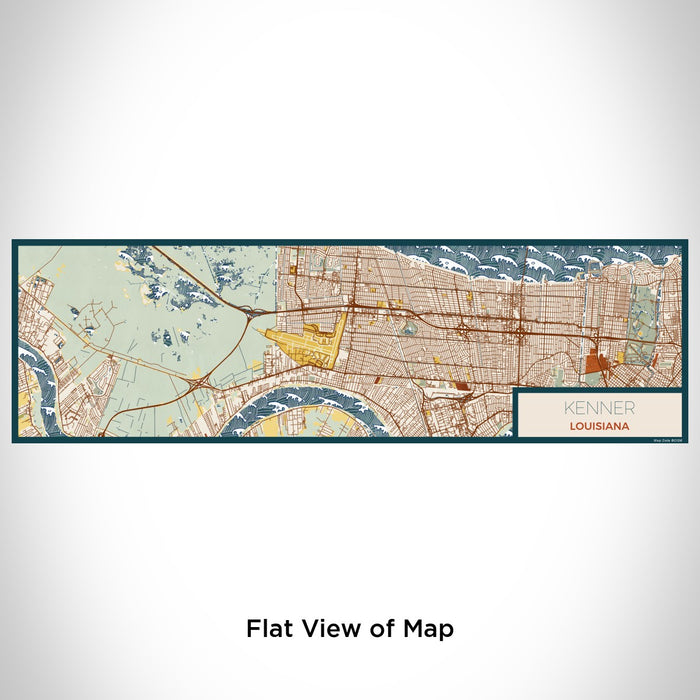 Flat View of Map Custom Kenner Louisiana Map Enamel Mug in Woodblock