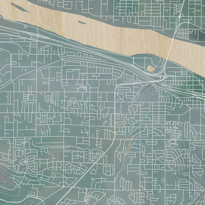 Kennewick Washington Map Print in Afternoon Style Zoomed In Close Up Showing Details