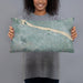 Person holding 20x12 Custom Kennewick Washington Map Throw Pillow in Afternoon