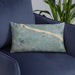 Custom Kennewick Washington Map Throw Pillow in Afternoon on Blue Colored Chair