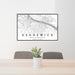 24x36 Kennewick Washington Map Print Landscape Orientation in Classic Style Behind 2 Chairs Table and Potted Plant